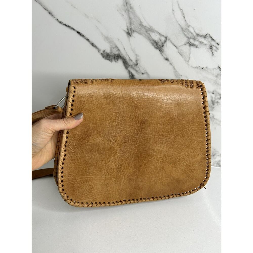 Handmade Tooled Leather Bag Bohemian Hippie Crossbody Vintage 60s Retro Pristine - Picture 7 of 13